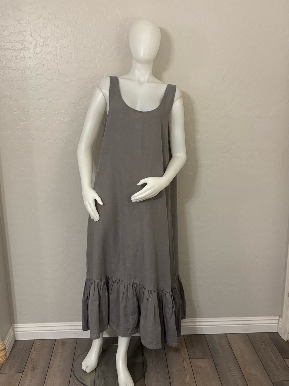 Heart’s Desire by Mary Grace Sleeveless Linen Dress Gray Size Large